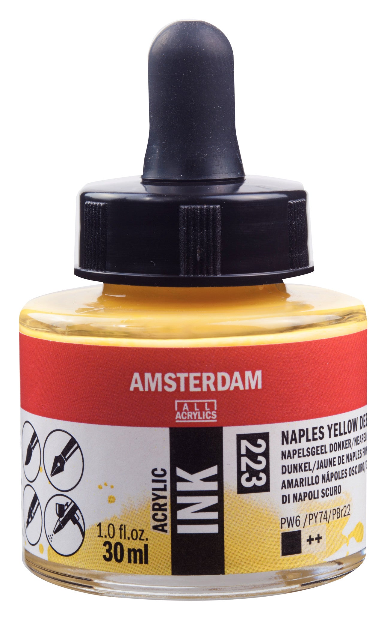 Amsterdam - Acrylinkt Fles 30 Ml Napelsgeel Donker 223
