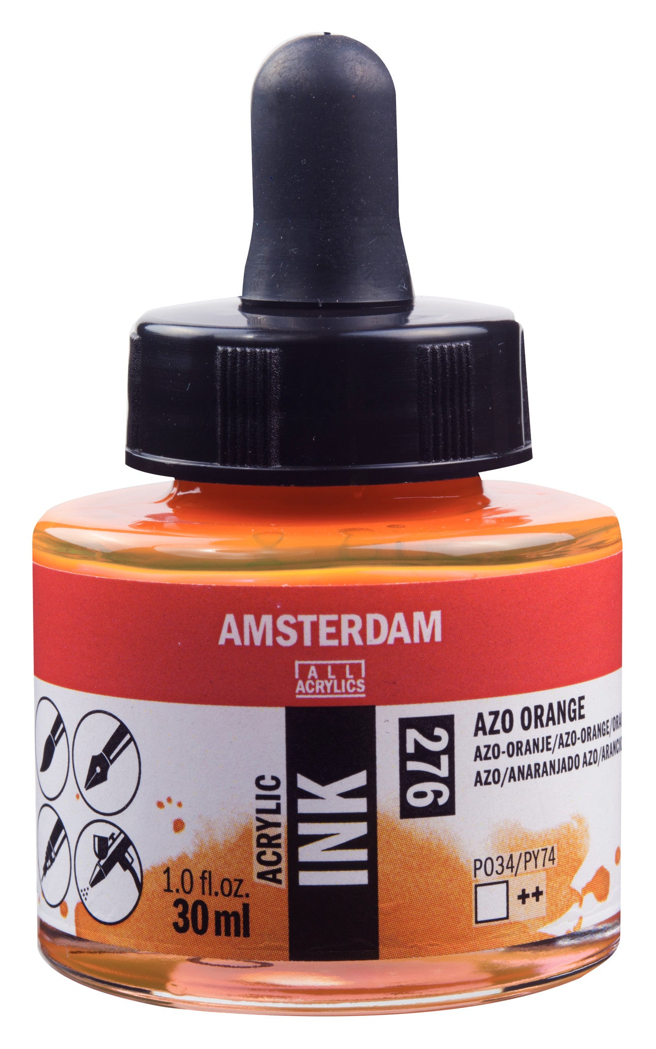 Amsterdam - Acrylinkt Fles 30 Ml Azo-Oranje 276