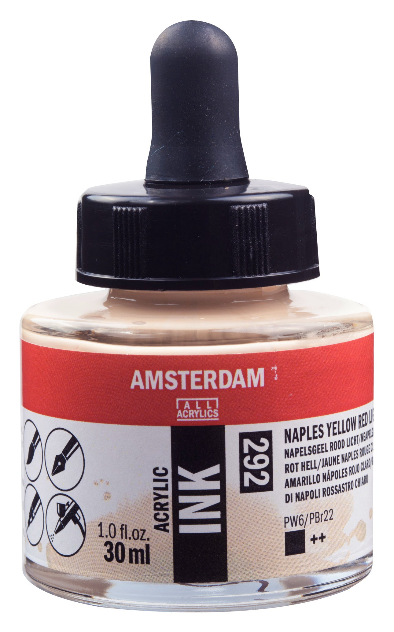 Amsterdam - Acrylinkt Fles 30 Ml Napelsgeel Rood Licht 292
