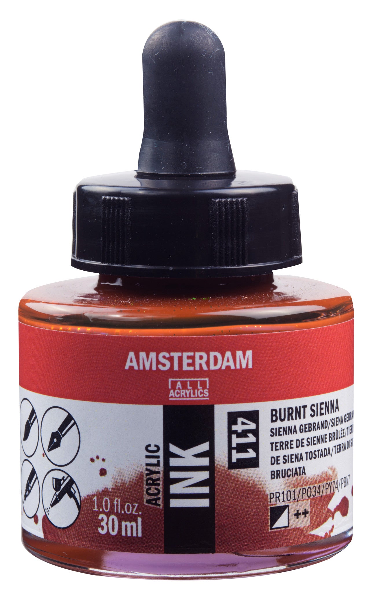 Amsterdam - Acrylinkt Fles 30 Ml Sienna Gebrand 411