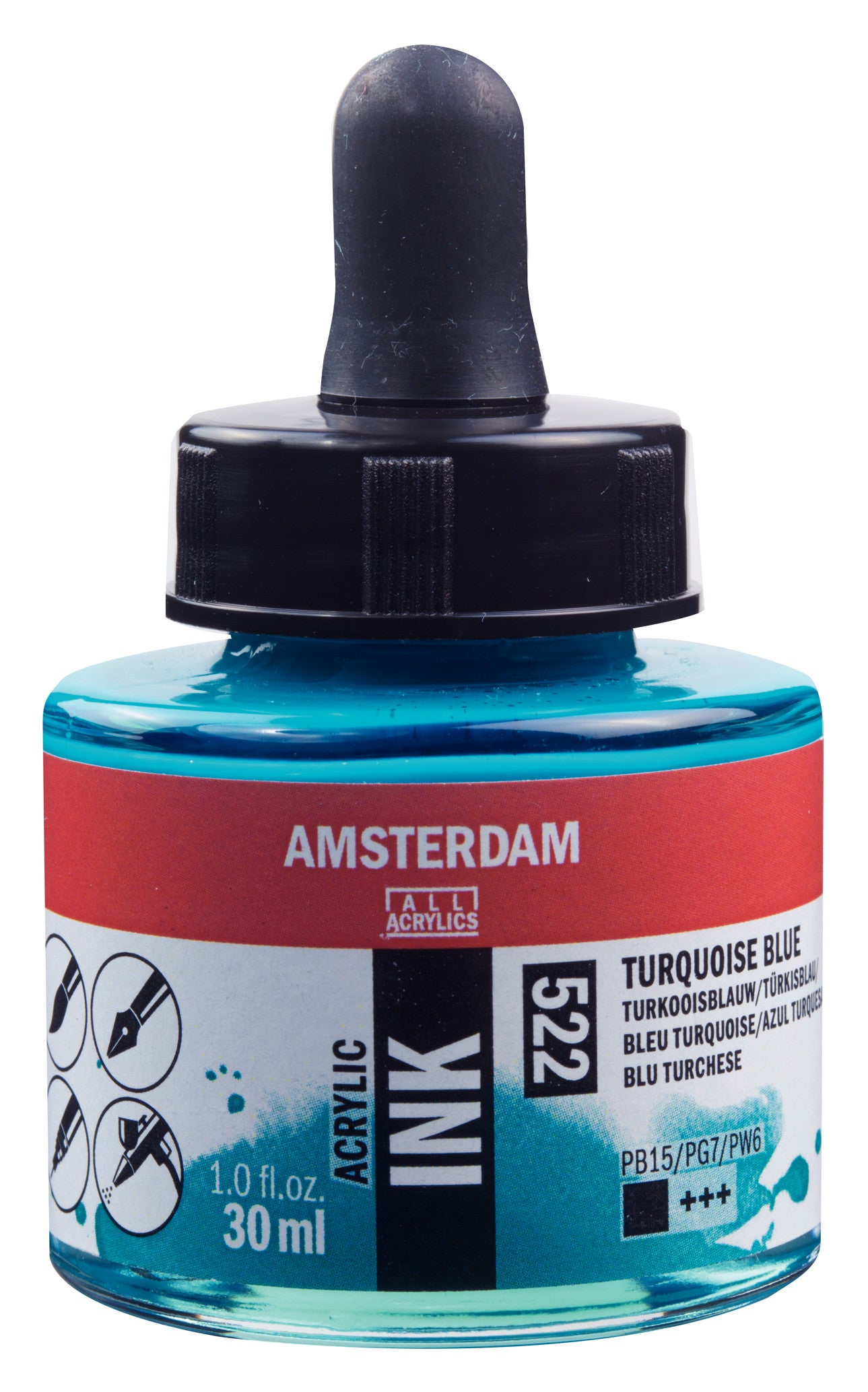 Amsterdam - Acrylinkt Fles 30 Ml Turkooisblauw 522