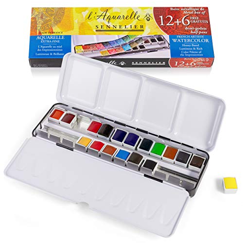 Sennelier - Metalen Doos Aquarel Hp 12+6 Gratis