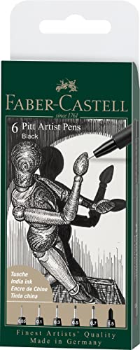 Faber Castell - Tekenstift Fc Pap Etui 6St. 199 Zwart Lijndiktes Xxs, Xs, S, F, M, 1.5