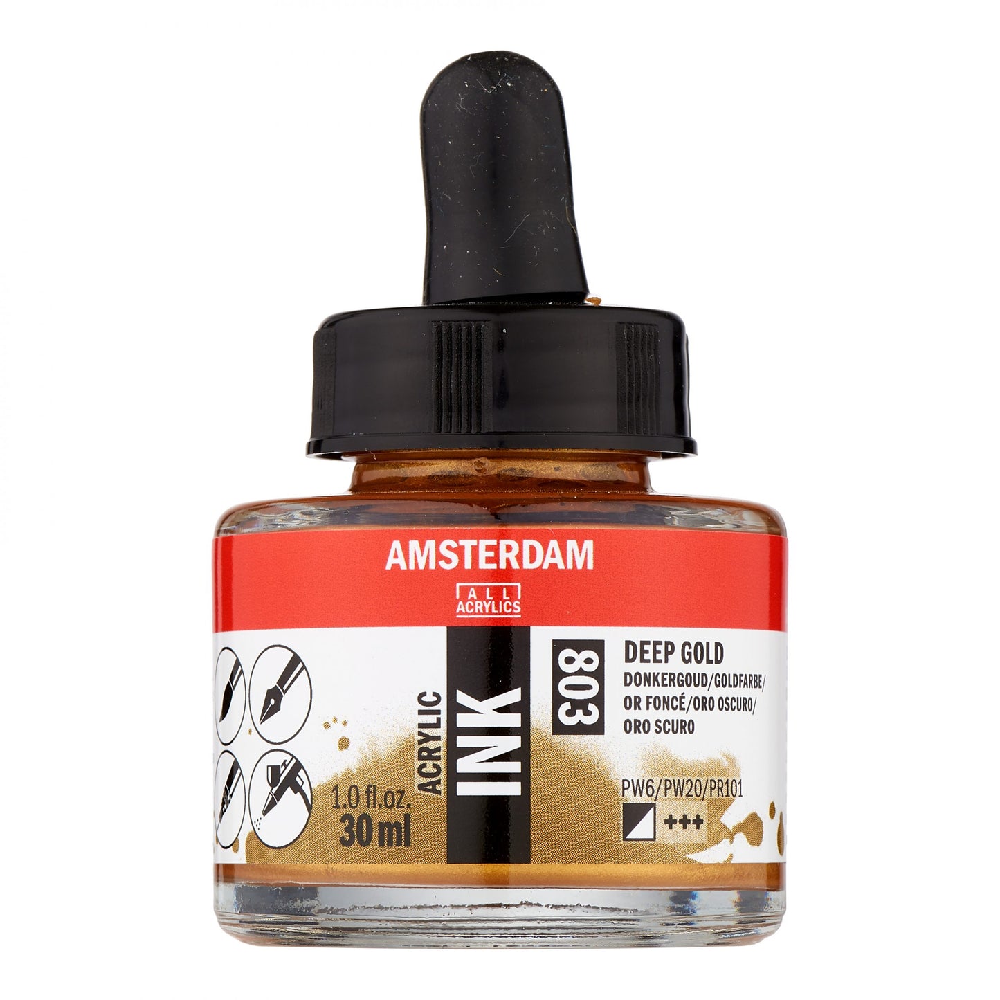 Amsterdam - Acrylinkt Fles 30 Ml Donkergoud 803
