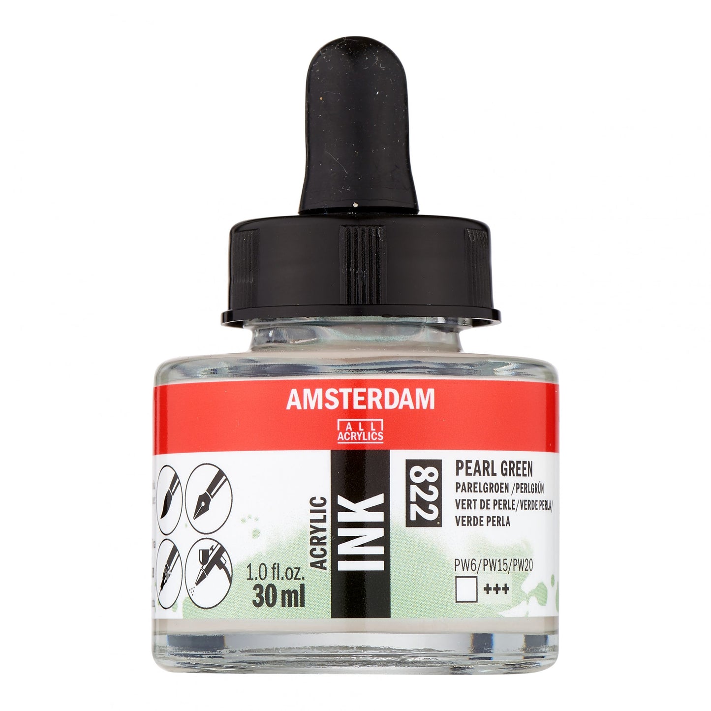 Amsterdam - Acrylinkt Fles 30 Ml Parelgroen 822