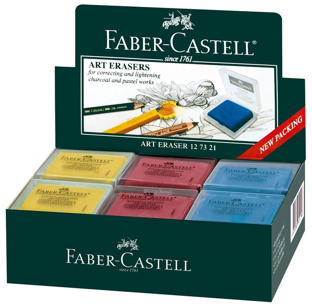 Faber Castell - Kneedgum Fc 7020 3 Kleuren 18St. In Disp. Geel-Rood-Blauw In Plastic Doosje
