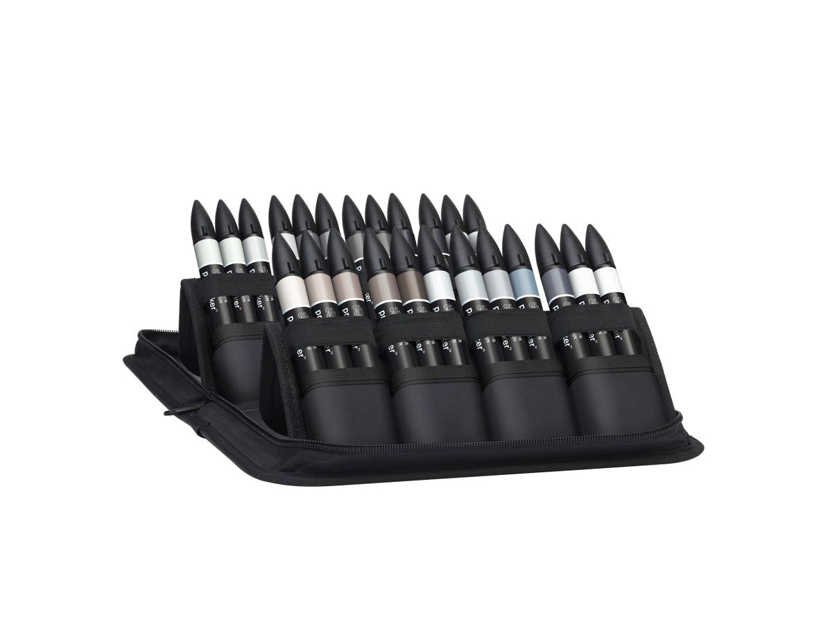 Winsor & Newton - Promarker Black And Greys Etui 24 Stuks Uv 1