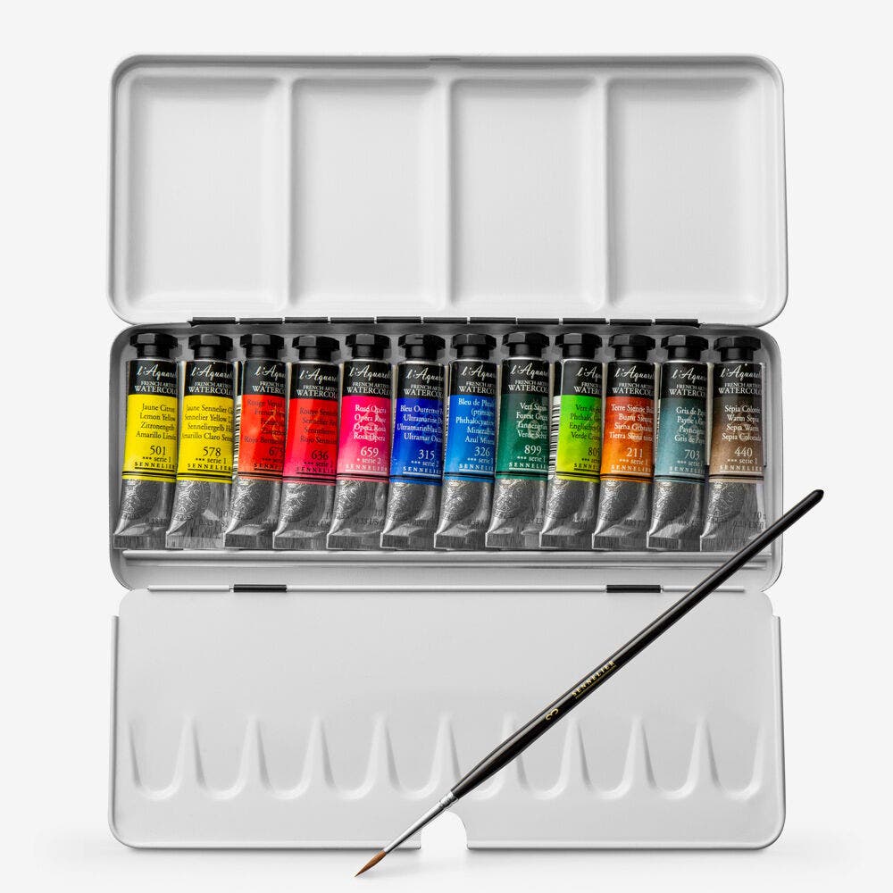 Sennelier - Boîte MéTal Aquarelle Extra Fine 12 Tube