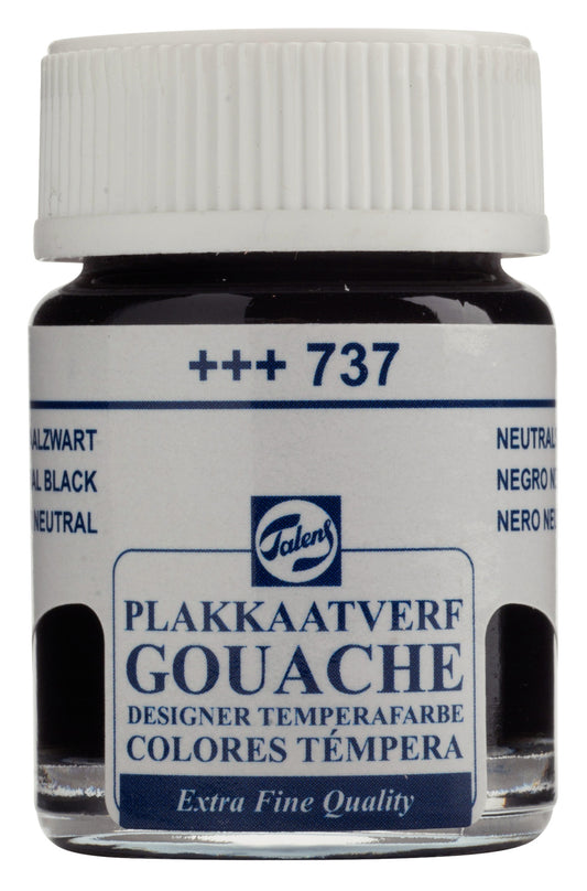 Talens - Gouache Extra Fine Quality Fles 16 Ml Neutraalzwart 737