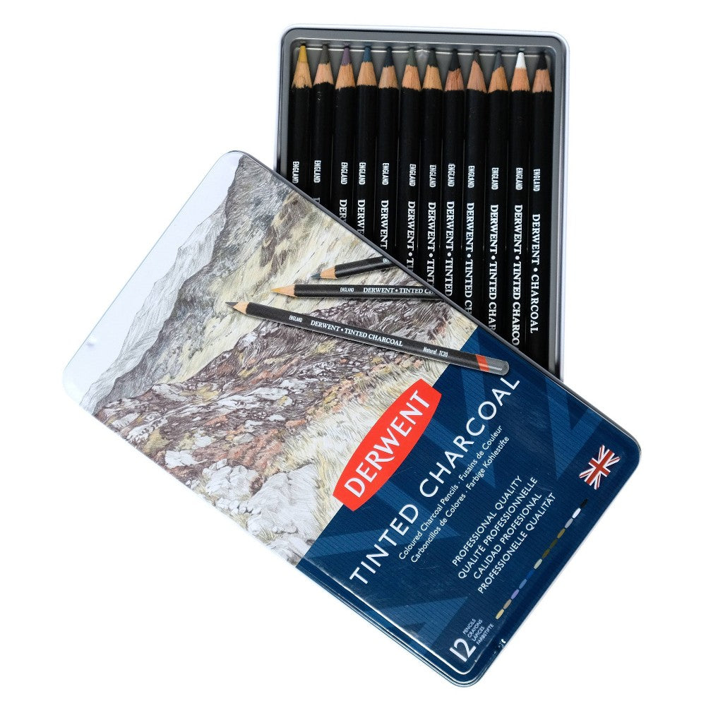 Derwent - Tinted Charcoal Pencils (12) Tin