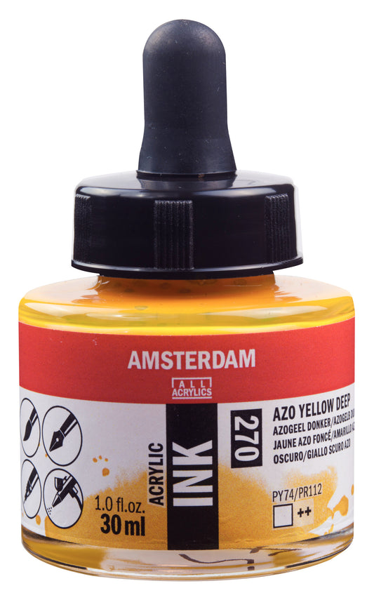 Amsterdam - Acrylinkt Fles 30 Ml Azogeel Donker 270