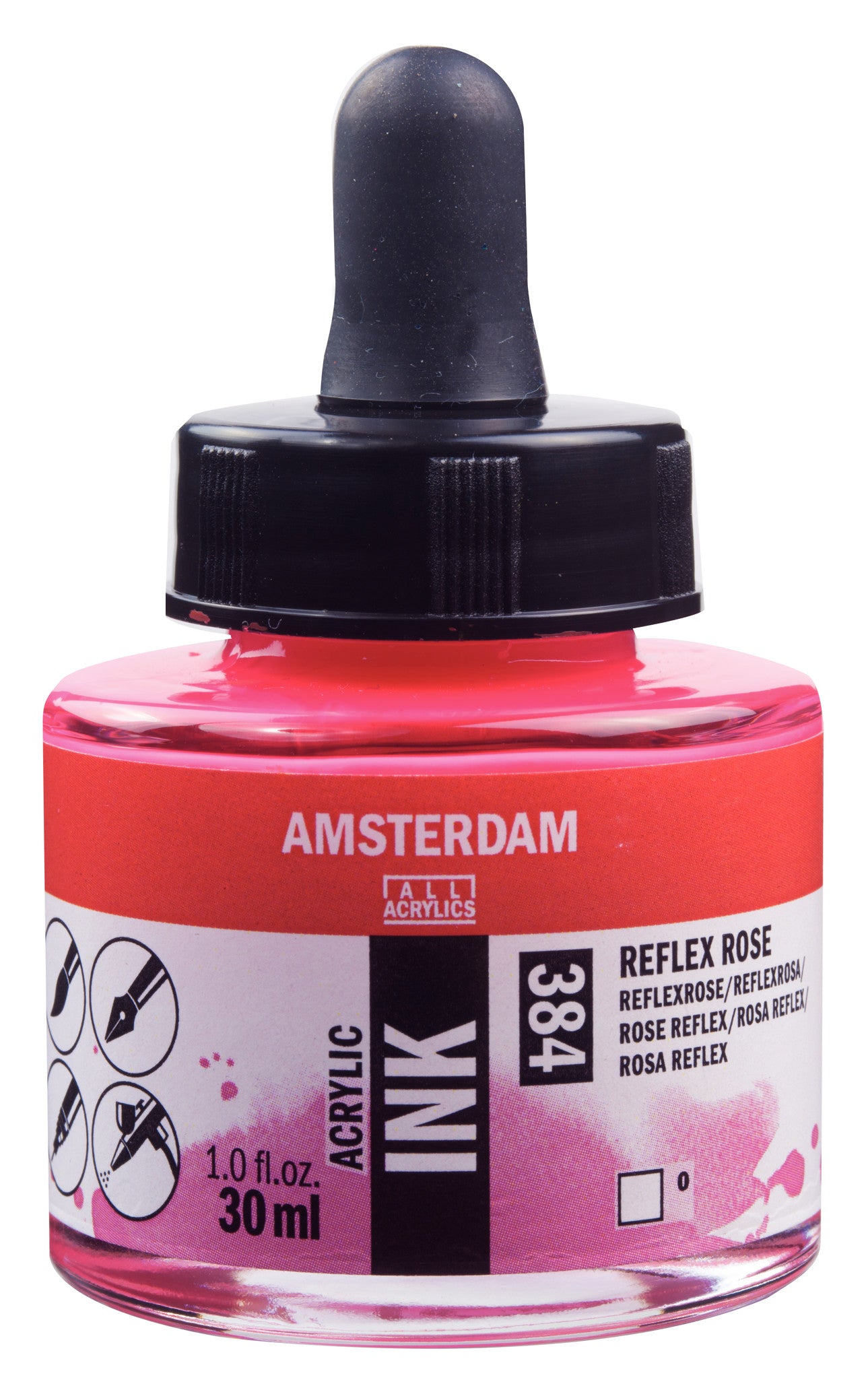 Amsterdam - Acrylinkt Fles 30 Ml Reflexroze 384