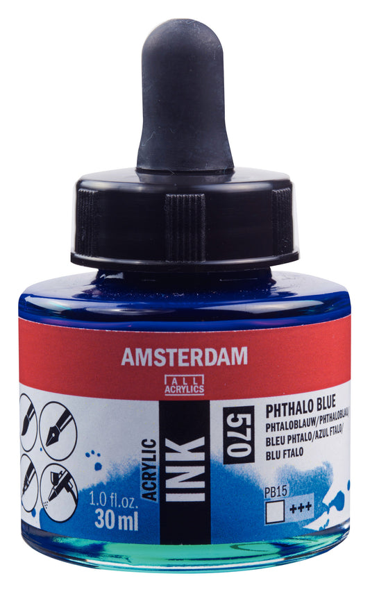 Amsterdam - Acrylinkt Fles 30 Ml Phtaloblauw 570
