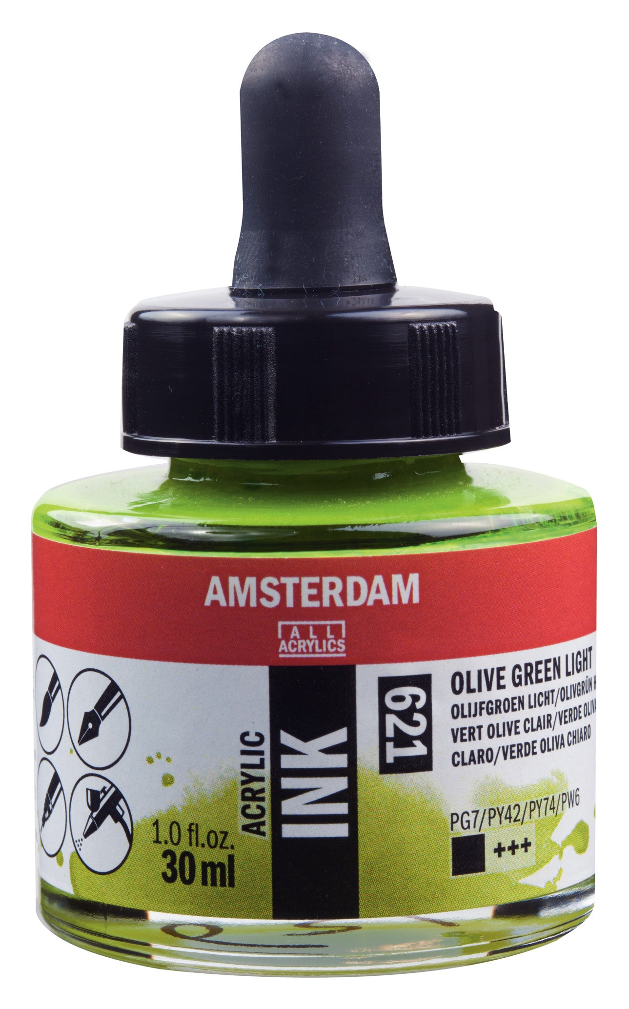 Amsterdam - Acrylinkt Fles 30 Ml Olijfgroen Licht 621