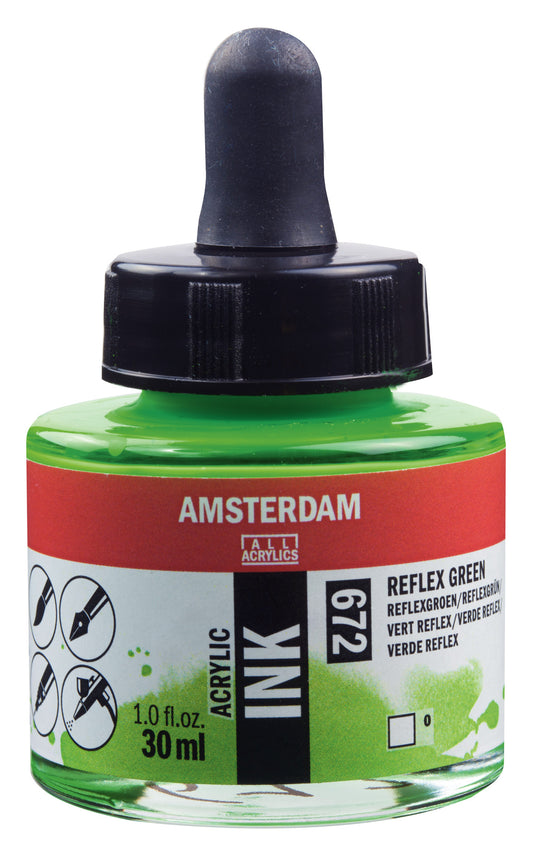 Amsterdam - Acrylinkt Fles 30 Ml Reflexgroen 672