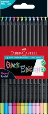 Faber Castell - Kleurpotlood Fc Black Ed. 12St. Neon+Pastel In Karton Etui