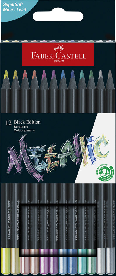 Faber Castell - Black Edition Metallic 12 Stuks