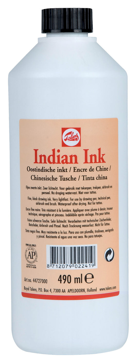 Talens - Oostindische Inkt Fles 490 Ml Zwart 700