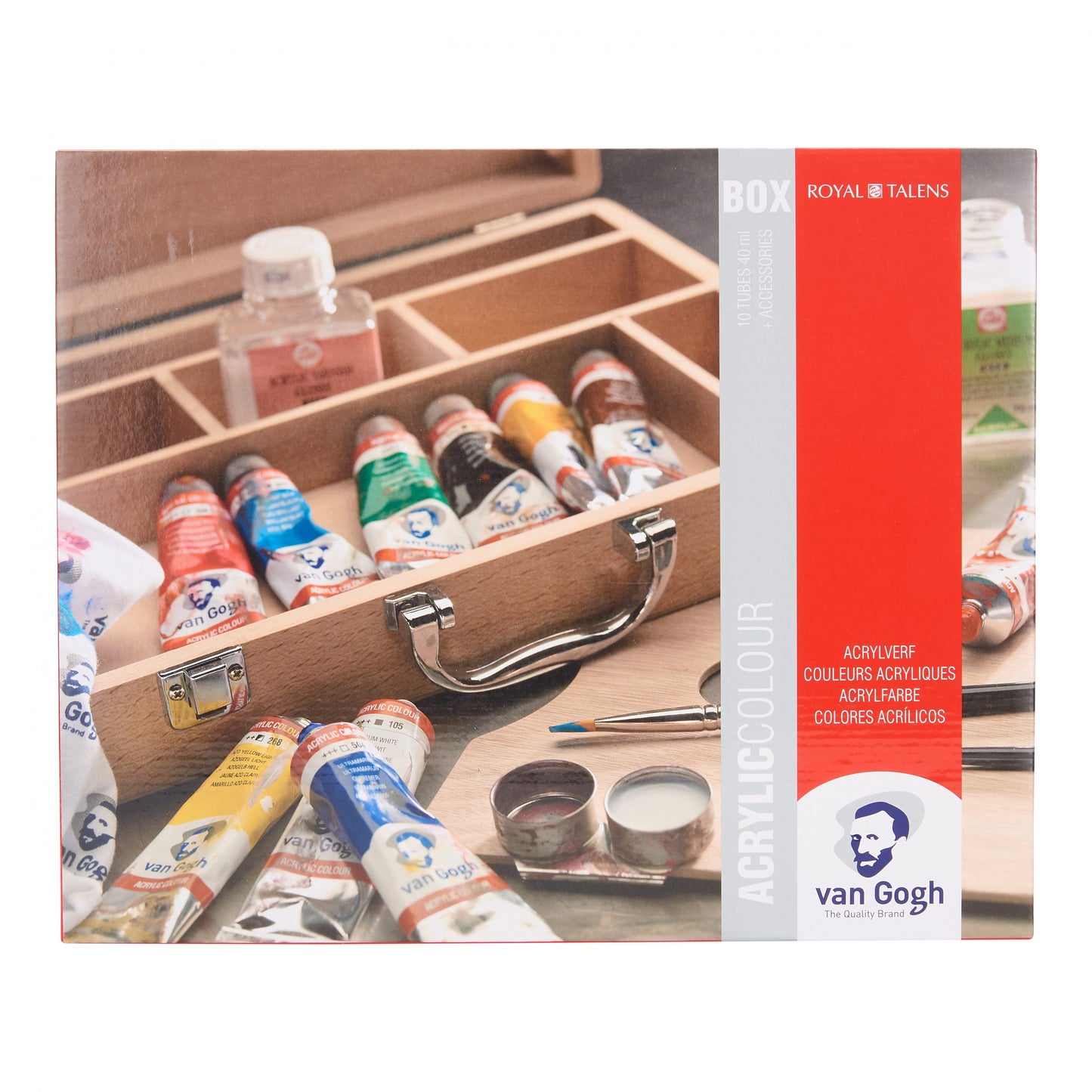Van Gogh - Acrylverf In Kist Basic Met 10 Kleuren In Tubes Van 40 Ml + Accessoires