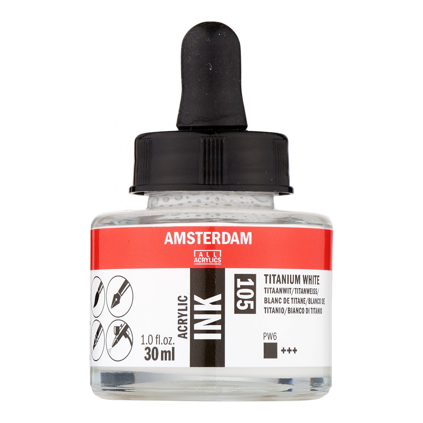 Amsterdam - Acrylinkt Fles 30 Ml Titaanwit 105