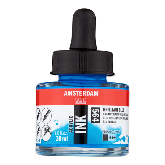 Amsterdam - Acrylinkt Fles 30 Ml Briljantblauw 564