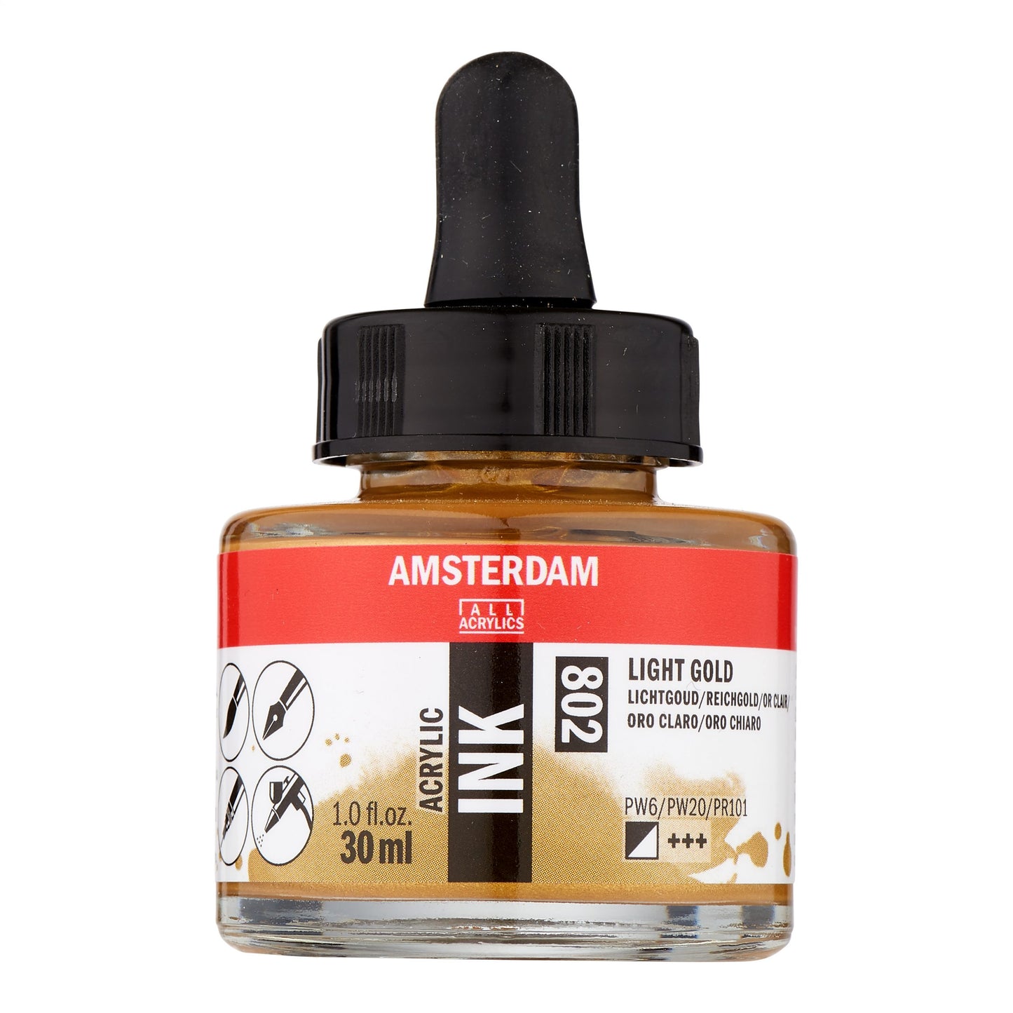 Amsterdam - Acrylinkt Fles 30 Ml Lichtgoud 802