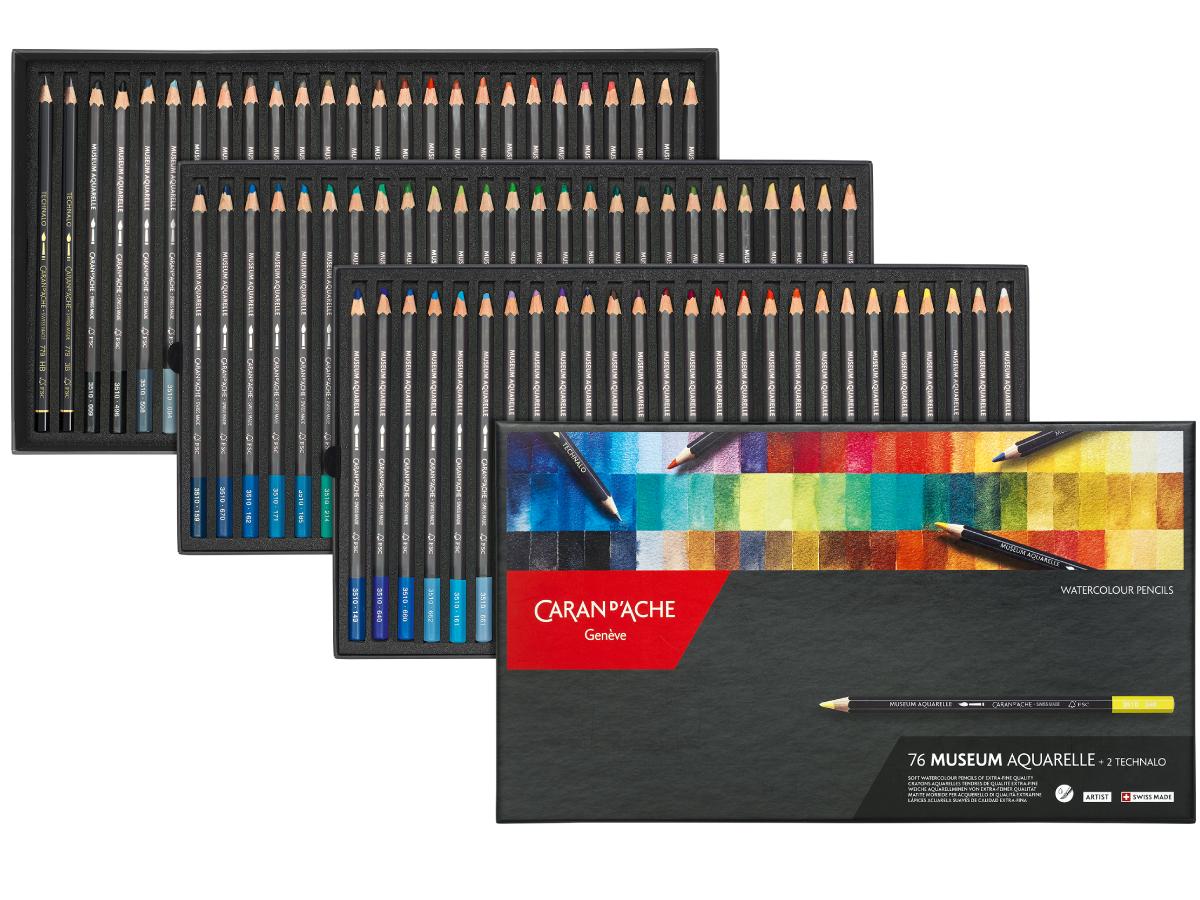Caran D'Ache - Museum Aquarel Sortiment Met 76 Couleurs + 2 Technalo Hb+3B Uv 1