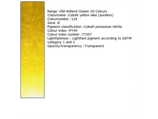 Holland - Oil Cobalt (Aureolin) Yellow Lake 40Ml